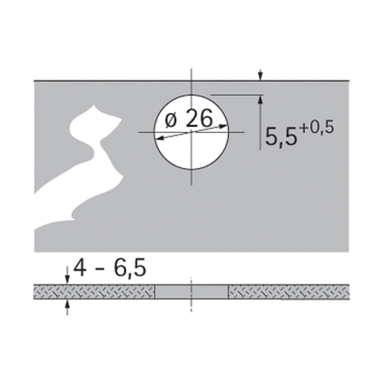 HETTICH Intermat Glastürscharnier (Intermat 9904), halb vorliegend, Öffnungswinkel 95°, zum Anschrauben (-), 72967