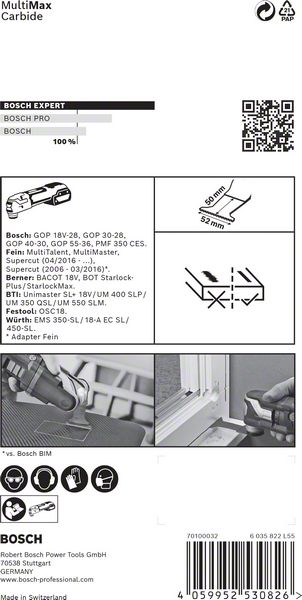 BOSCH EXPERT MultiMax PAII 52 APIT Blatt für Multifunktionswerkzeuge, 52 mm. Für oszillierende Multifunktionswerkzeuge
