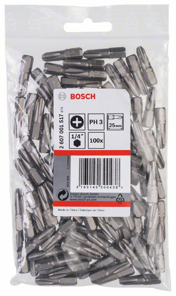 BOSCH Schrauberbit Extra-Hart PH 3, 25 mm, 100er-Pack