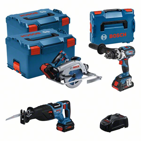 BOSCH Combo Kit 3 tool kit 18V Profi Set (GSB,GDX,GWS,2x5.0Ah)