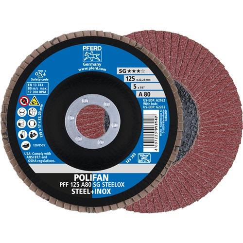 PFERD Fächerscheibe POLIFAN A SG STEELOX D.125mm K.80 fl.INOX NK PFERD