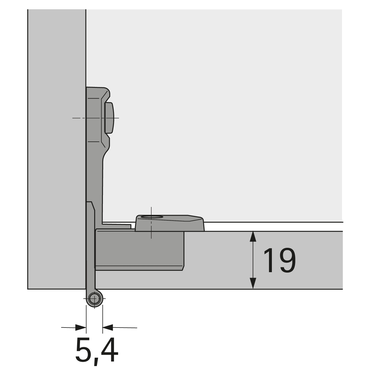 HETTICH Grundscharnier Selekta Pro 2000 E, 180 °, Auflage -3.2 mm, mit Spreizmuffen, vernickelt, 45056