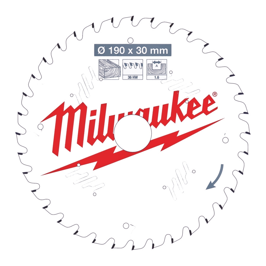 MILWAUKEE 190/30 mm Z36 Wechselzahn Kreissägeblatt Holz für Handkreissägen