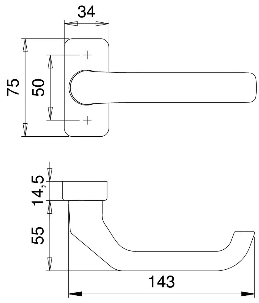 EDI Drücker-Halbgarnitur ohne Schlüsselrosette Keto 1200/2034 weiß, Aluminium