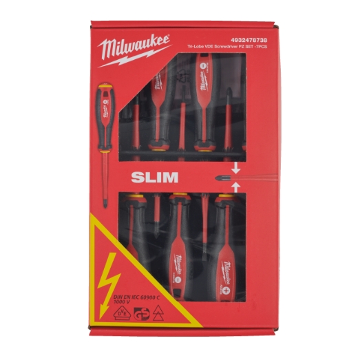 7-teiliges Set SL/PH/PZ/Spannungsprüfer Tri-Lobe Schrauberdreher, VDE geprüft