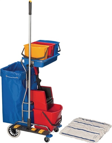 Nordwest Reinigungswagenset Eimer 1x17l,3x6l/Presse/Stiel/ Halter/5Mopps STA