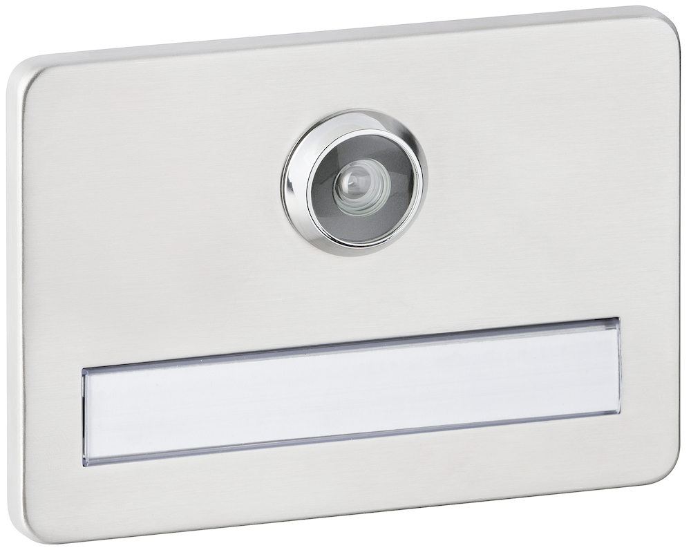 Hermat Namensschild 5001, mit Türspion, Edelstahl