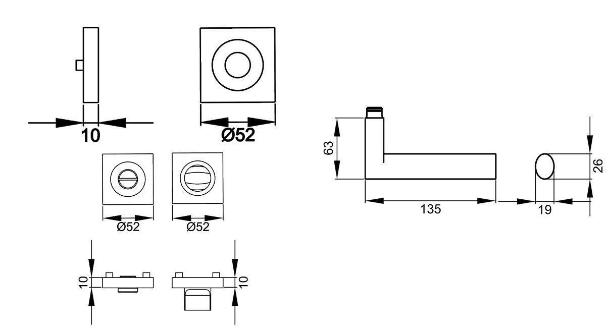 KARCHER DESIGN Drückergarnitur ER45Q BAD 83 - Madeira, Bad, Edelstahl