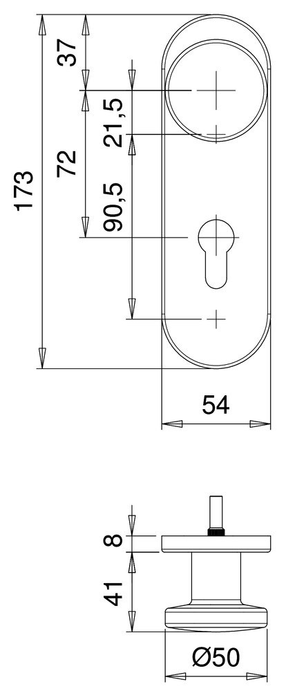 EDI FH Wechselgarnitur mit Kurzschild Targa/k FS 5203/0772, Aluminium