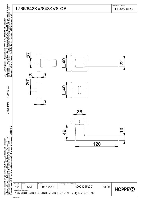 HOPPE® Drückergarnitur mit Rosetten Austin 1769/843KV/843KVS, Aluminium, 12253364 HOPPE® Drückergarnitur mit Rosetten Austin 1769/843KV/843KVS, Aluminium, 12253364