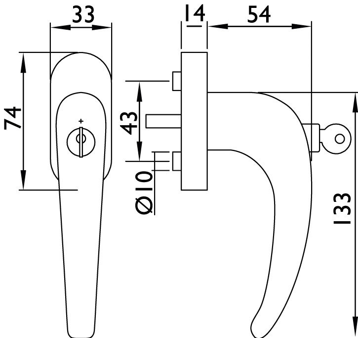 HERMAT Fenstergriff abschließbar BASIC 06 1806/TBT, Edelstahl