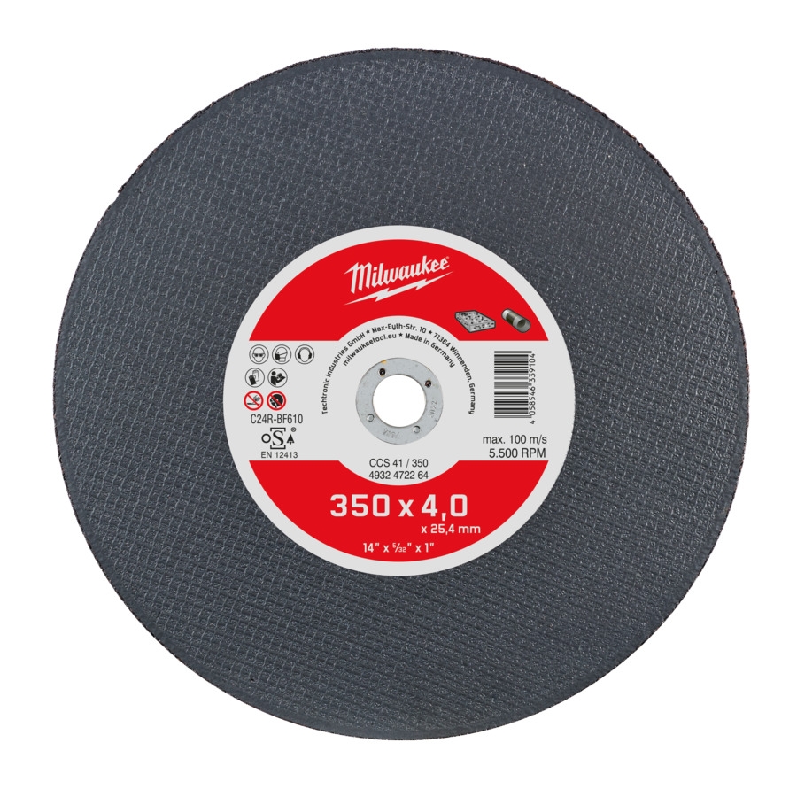 MILWAUKEE CCS41 4 mm Trennscheibe Ductil-Gussrohr 350 mm