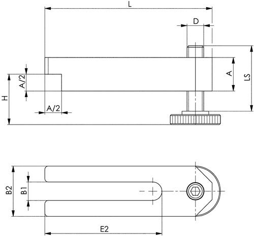 AMF Spanneisen Nr.6315V f.T-Nut 10mm L.100mm Spannschraube M10x10x80mm AMF