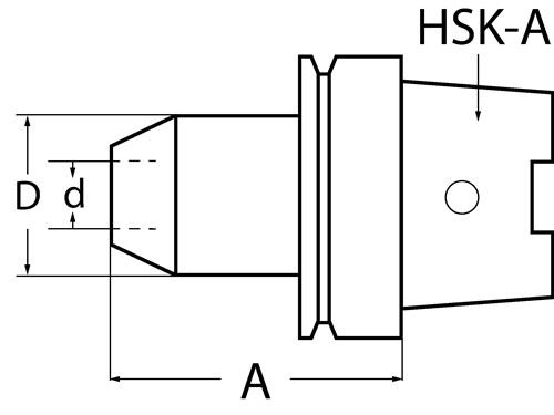 PROMAT Flächenspannfutter DIN 69893A Weldon Spann-D.8mm HSK-A63 A.-L.65mm m.IK PROMAT