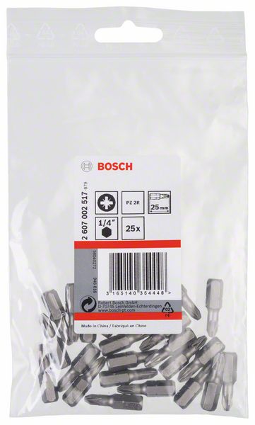 BOSCH Schrauberbit Extra-Hart Reduziert PZ2R, 25 mm, 25er-Pack