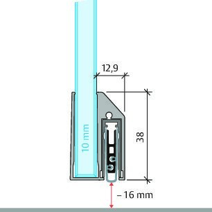 PLANET Glastürdichtung KG-A10 schmal FH, Silikon, mit Fixierschrauben 1334 mm grau