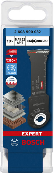 BOSCH EXPERT MultiMax MAII 32 APIT Blatt für Multifunktionswerkzeuge, 32 mm, 10 Stück. Für oszillierende Multifunktionswerkzeuge