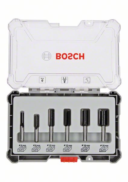 BOSCH Nutfräser-Set, 6-mm-Schaft, 6-teilig