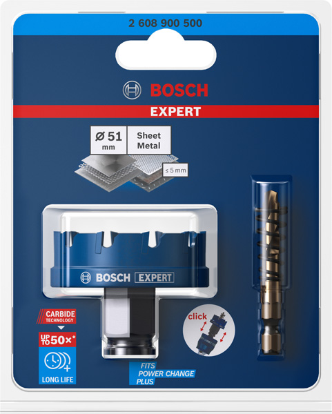 BOSCH EXPERT Sheet Metal Lochsäge, 51 × 5 mm. Für Dreh- und Schlagbohrer
