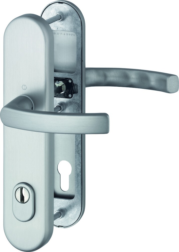 HOPPE® Schutz-Drückergarnitur mit Langschild Luxembourg 199/3332ZA/3310, 10/92 mm, Aluminium, 11790623