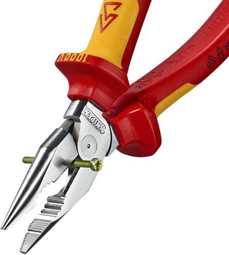 KNIPEX Spitzkombizange L.185mm pol.Mehrkomp.-Hülle verchr.VDE KNIPEX