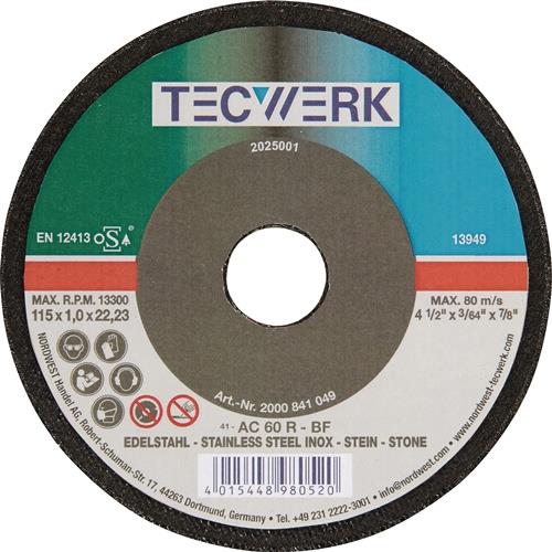 TECWERK Trennscheibe D125x1mm ger.STA/STE Bohr.22,23mm TECWERK
