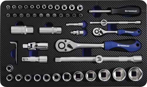 Steckschlüsselsatz 55-tlg.1/4+1/2 Zoll SW 4-32mm Z.72/72 6KT PROMAT Steckschlüsselsatz 55-tlg.1/4+1/2 Zoll SW 4-32mm Z.72/72 6KT PROMAT