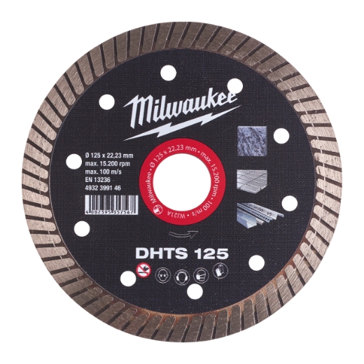 MILWAUKEE Hart, dünn, geschlossen Diamanttrennscheibe DHTS 125 mm