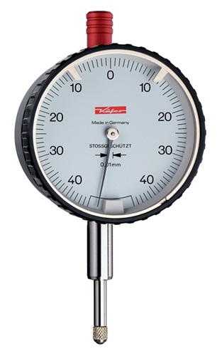 KÄFER Sicherheitsmessuhr DIN 878 SI-45 0,4mm Abl.0,01mm m.Stoßschutz m.Kal.KÄFER