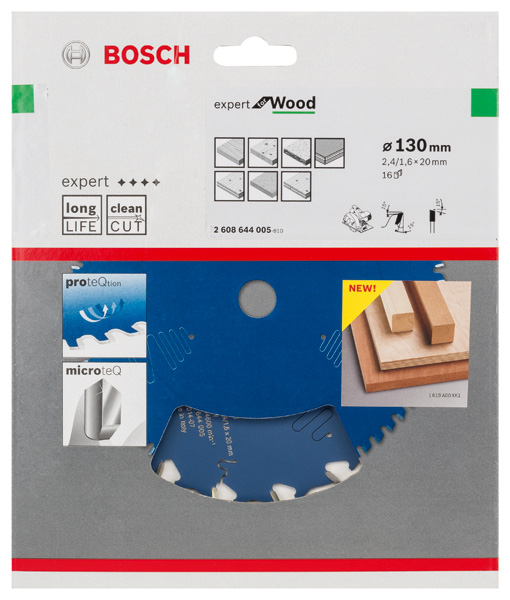 BOSCH Kreissägeblatt Expert for Wood, 130 x 20 x 2,4 mm, 16