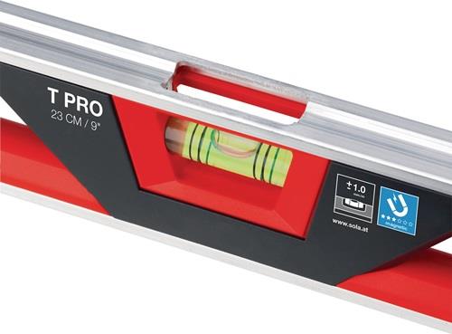 Torpedowasserwaage T PRO 23cm Aluminium/ABS Ku.rot/schwarz 1 mm/m 1 mm/m SOLA