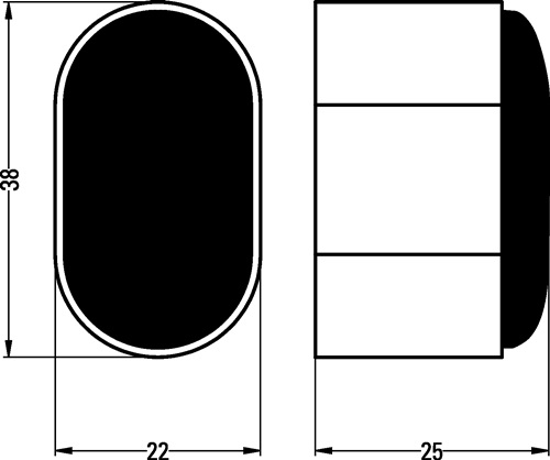 HERMETA Wandtürpuffer 4700/4702/4704 Alu.schwarz ku.-besch.L.25mm HERMETA