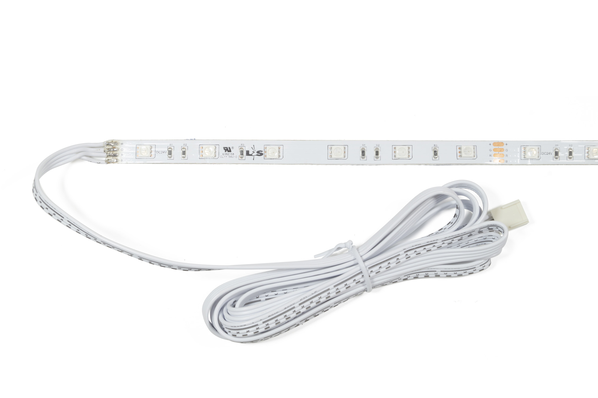 L&S LED-Band 36LEDs/m (5050), RGB, 6/165mm, 24VDC, 7,2W/m, 10mmx5m, IP20, Tudo 2,0m-4pol.- Zul.