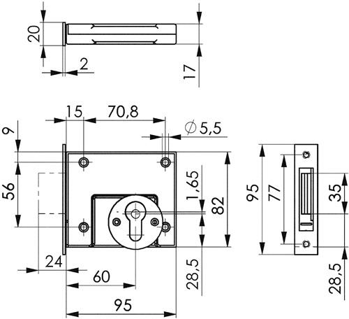 AMF RGS 49 DIN L/R PZ m.Flachschließbl.60mm AMF