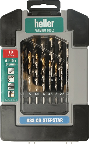 Metallbohrer-Set DIN 338 Stepstar HSS-Co TiN HELLER