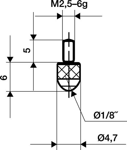 KÄFER Messeins.D.3mm L.6mm KGL M2,5 Ku.z.Messuhren KÄFER