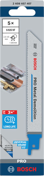 BOSCH Säbelsägeblatt S 925 VF, Heavy for Metal, 5er-Pack