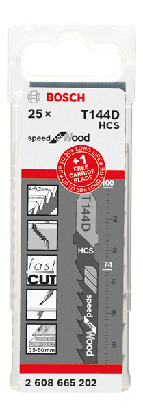 BOSCH Stichsägeblatt-Set: T 144 D + 1 EXPERT 'Hardwood Fast' T 144 DHM , 25-tlg.