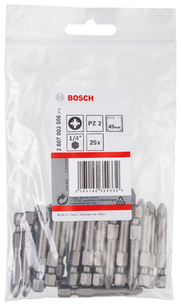 BOSCH Schrauberbit Extra-Hart PZ 2, 49 mm, 25er-Pack