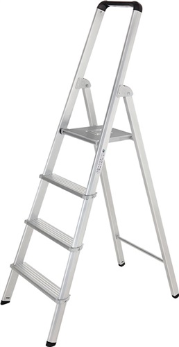 GÜNZBURGER Stufenstehleiter 3 Stufen Alu.Gesamt-H.1310mm Stufen-Holmverbindung geschraubt