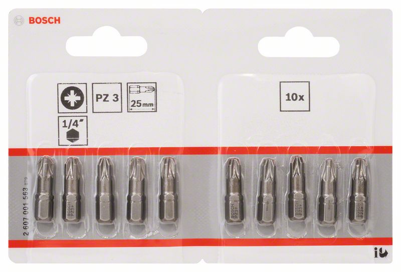 BOSCH Schrauberbit Extra-Hart PZ 3, 25 mm, 10er-Pack