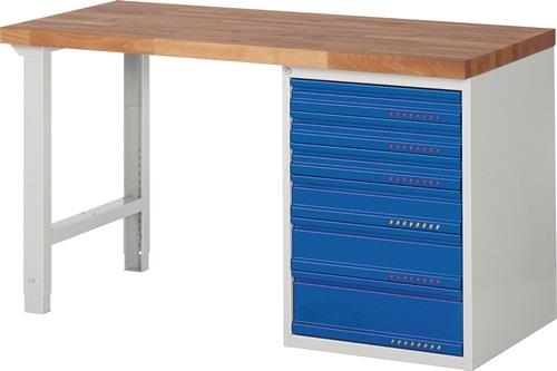 PROMAT Werkbank Ser.BK 650 B1500xT700xH840mm Buche lichtgrau/blau 6 Schubl.PROMAT