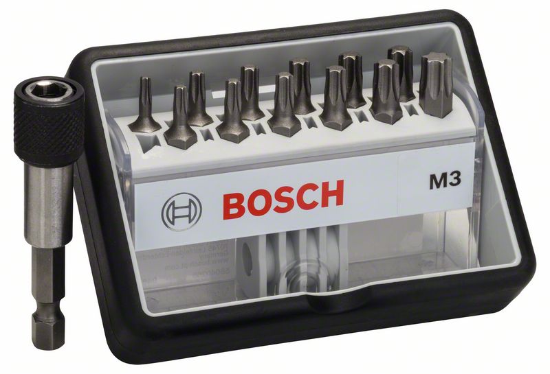 BOSCH Schrauberbit-Set Robust Line M Extra-Hart, 12 + 1-teilig, 25 mm, Torx