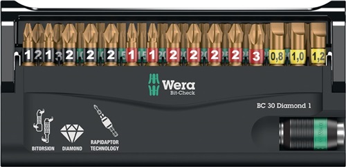 WERA Bitsortiment Bit-Check Diamond 1 30-tlg.Schlitz/PH/PZD/TX WERA WERA Bitsortiment Bit-Check Diamond 1 30-tlg.Schlitz/PH/PZD/TX WERA