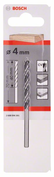 BOSCH Holzspiralbohrer Standard, 4 x 43 x 75 mm, d 4 mm
