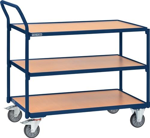 Tischwagen saphirblau, RAL 5003 Trgf.300 kg Schiebebügel senkrecht TECWERK