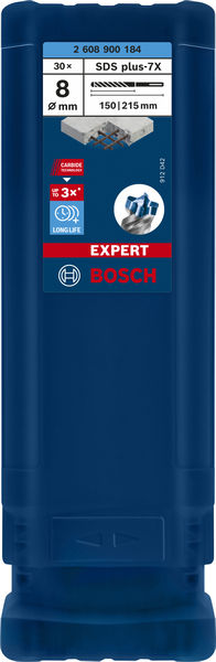 BOSCH EXPERT SDS plus-7X Hammerbohrer, 8 x 150 x 215 mm, 30-tlg.. Für Bohrhämmer
