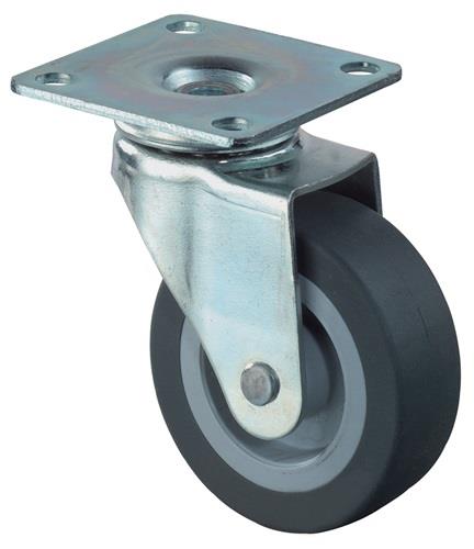 BS ROLLEN Lenkrolle D.30mm Trgf.20kg m.Platte thermoplastischer Gum.grau BS ROLLEN