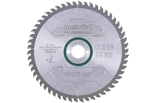 METABO Kreissägeblatt multi cut professional HW/CT D216xB2,4x30mm 60Z. Flach-Trapezzahn