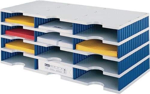 Nordwest Sortierablage Trio 24 Fächer H573xB723xT331mm Polystyrol grau/blau STYRO
